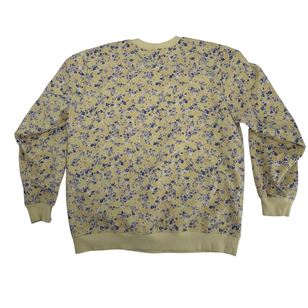 Blair Women's L Y2K Yellow Floral Cottage Crewneck Sweatshirt Ditsy Flower boho - Picture 2 of 6